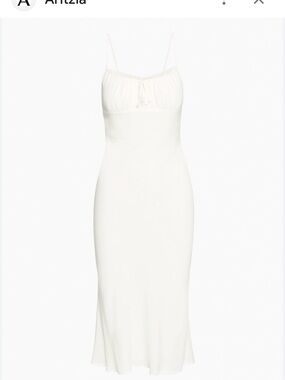 Aritzia Wilfred White Slip Midi Dress with Spaghetti Straps